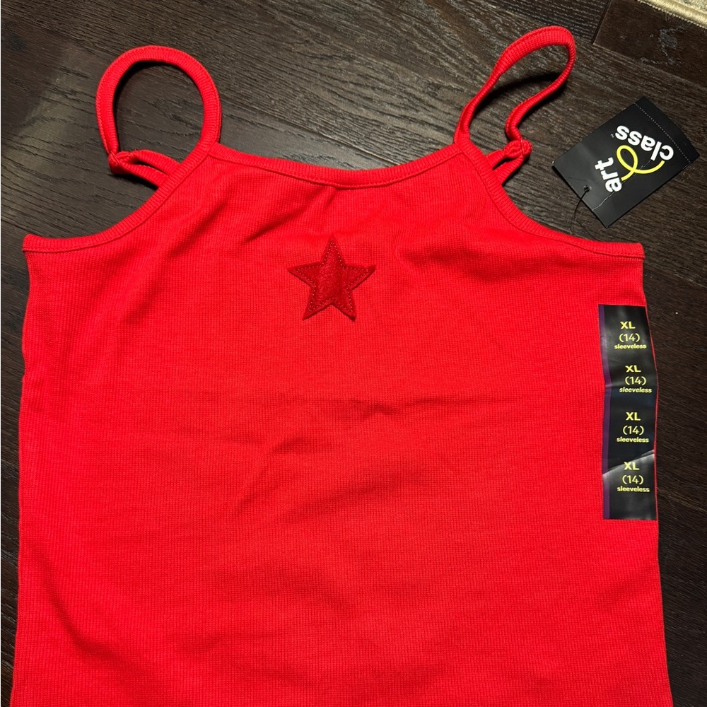 Art Class Bright Red Tank with Star Accent